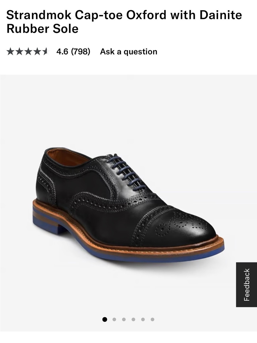 Allen Edmonds Black Cap-Toe Brogue Oxford with Blue-Trim Sole